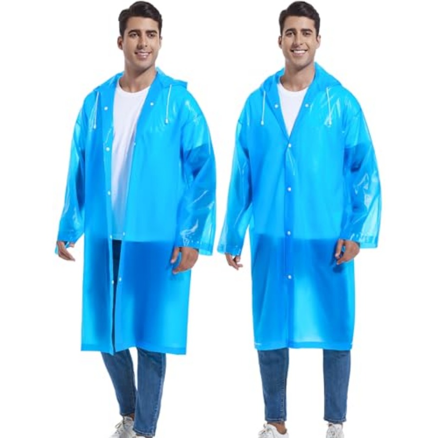 Emergency Poncho Rain - 2-Pack Reusable Rain Ponchos for Adults,
