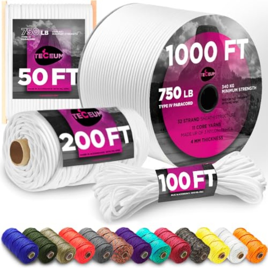 Para Cord 1000Ft - Reflective Paracord Rope 1000 1000ft/200ft/100ft/50ft 40+