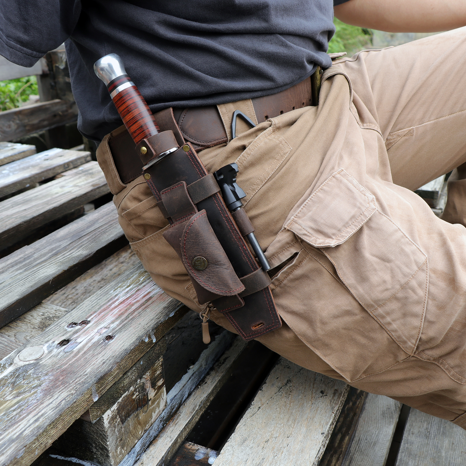 Tourbon Camping Leather thKnif - Bushcraft Knife Fixed recension och pris