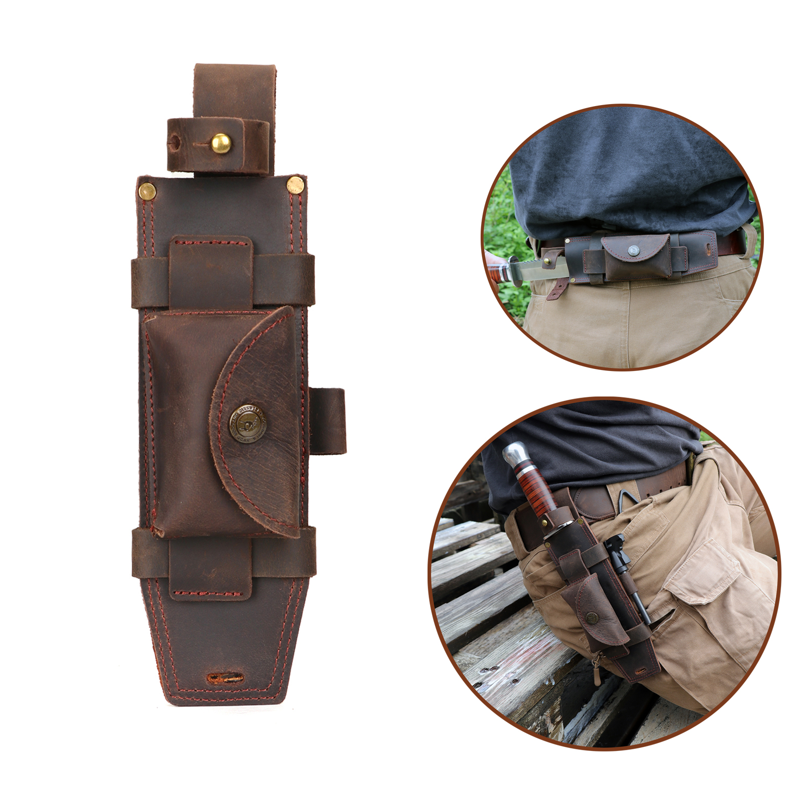 Tourbon Camping Leather thKnif - Bushcraft Knife Fixed recension och pris