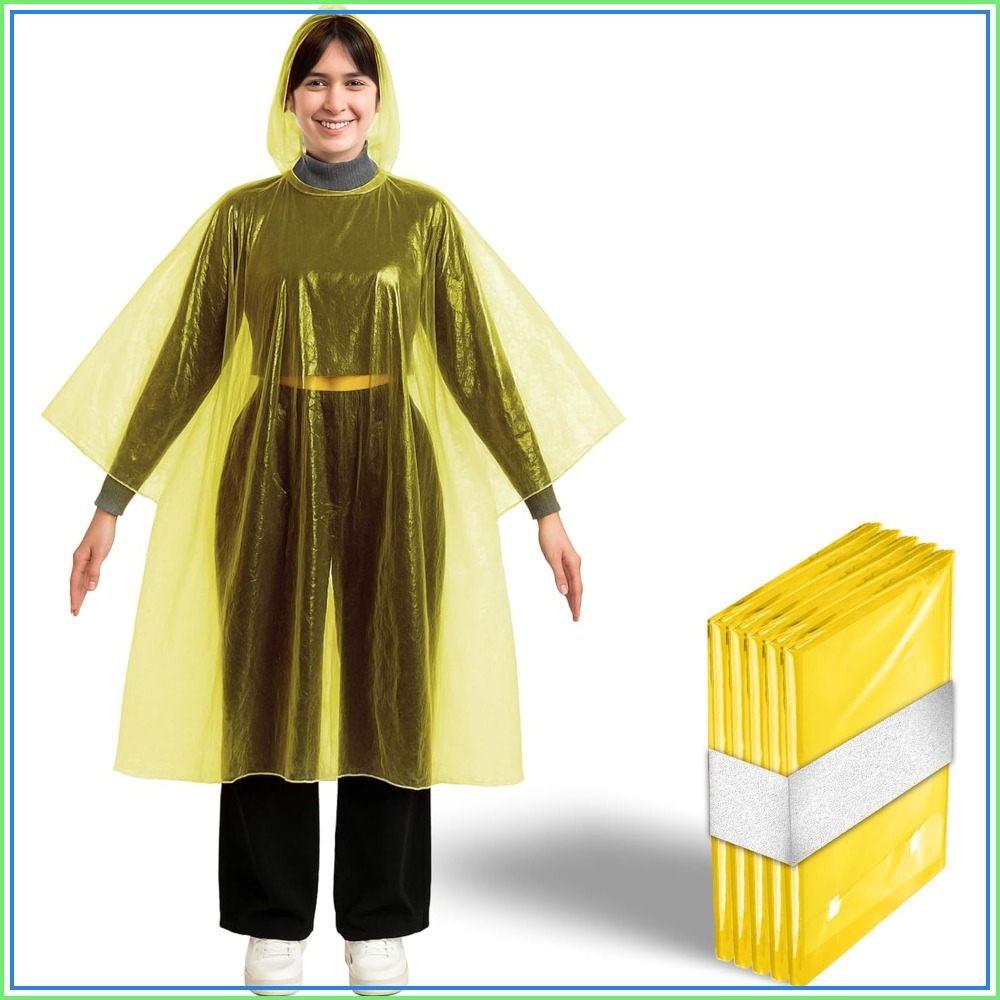 Disposable Yellow Rain Ponchos - Emergency Poncho Rain recension och pris