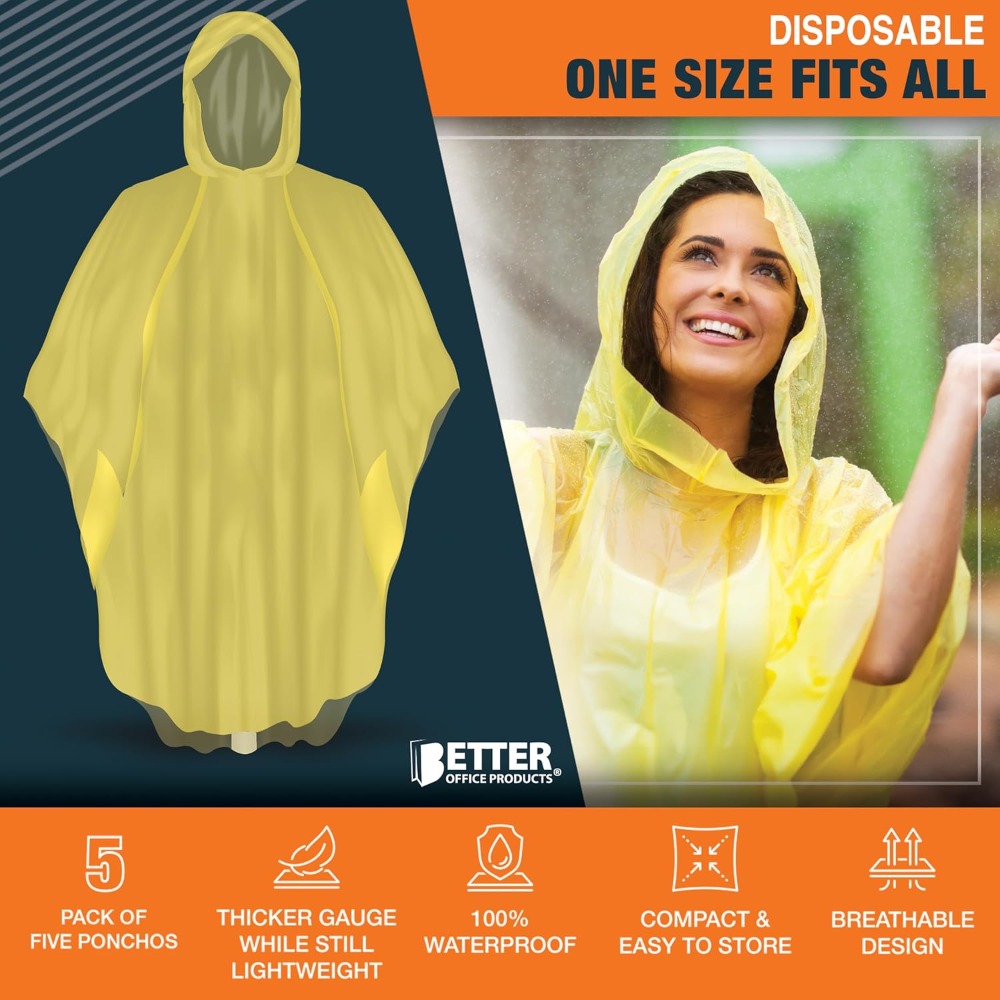 Disposable Yellow Rain Ponchos - Emergency Poncho Rain recension och pris