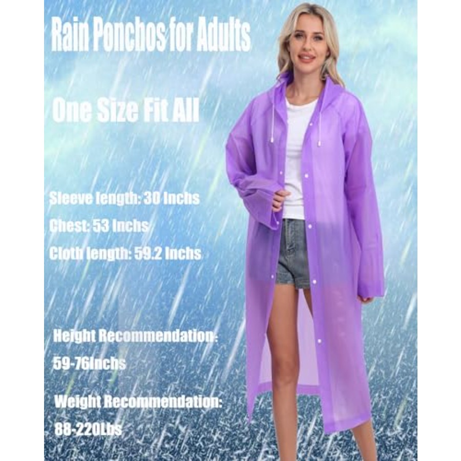 2-Pack Reusable Rain Ponchos f - Emergency Poncho Rain recension och pris