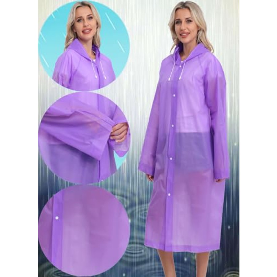 2-Pack Reusable Rain Ponchos f - Emergency Poncho Rain recension och pris