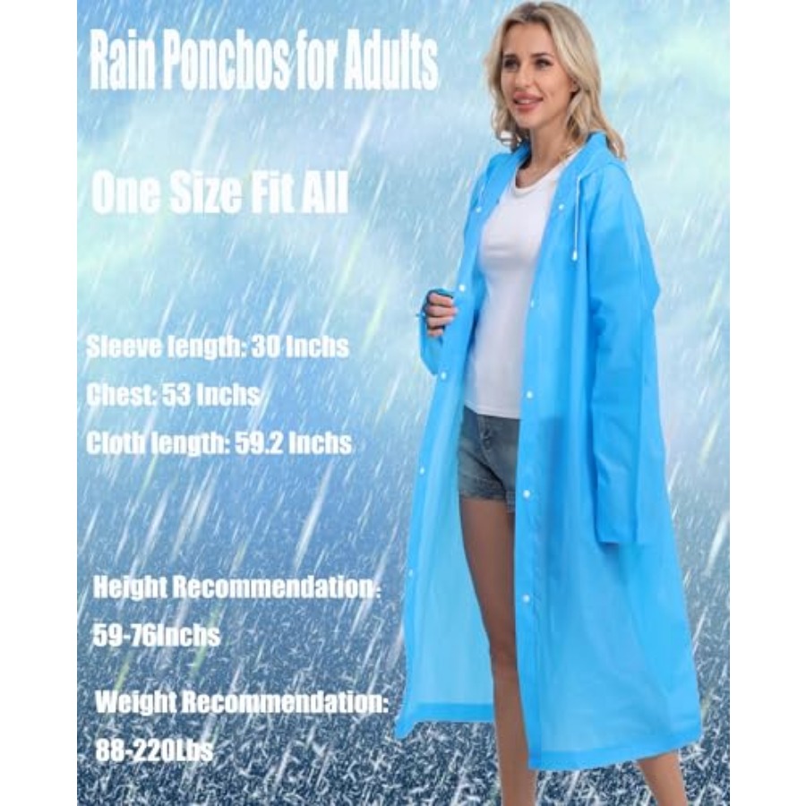 2-Pack Reusable Rain Ponchos f - Emergency Poncho Rain recension och pris