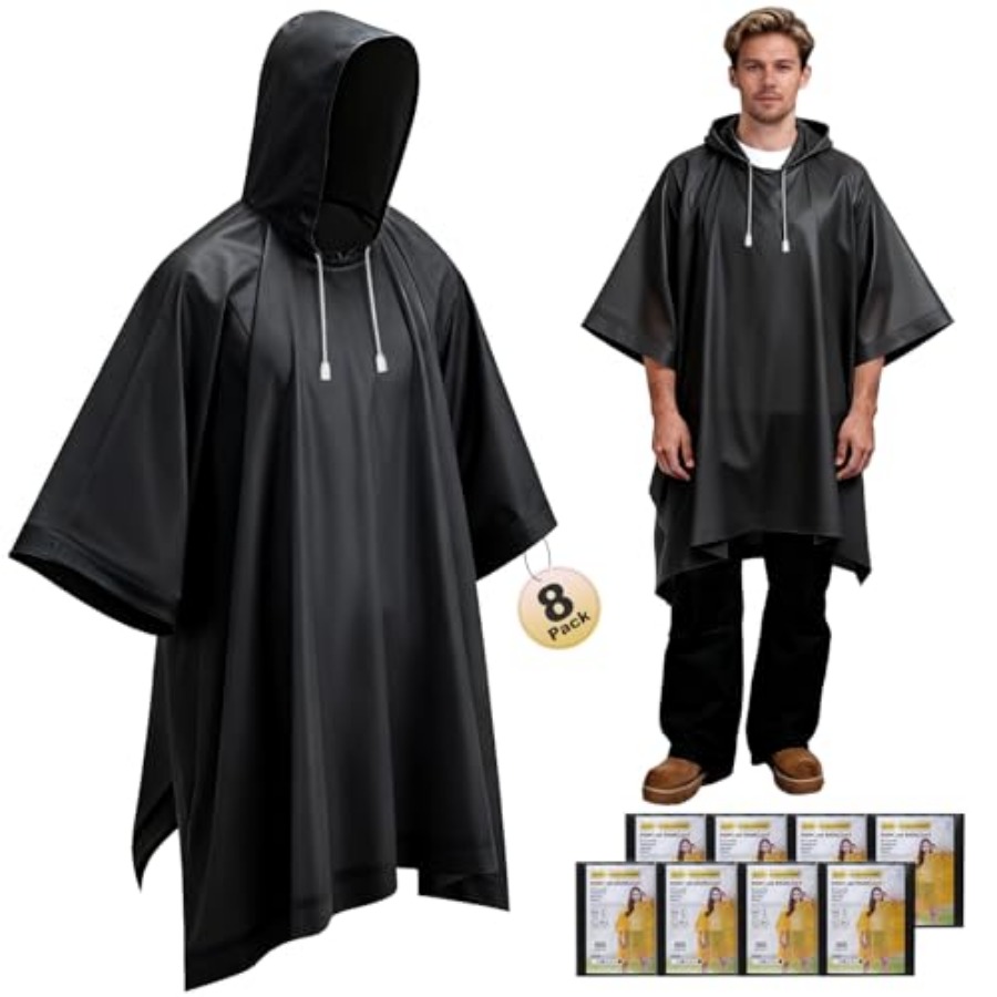 8 Pack Hooded Rain Ponchos for - Emergency Poncho Rain recension och pris
