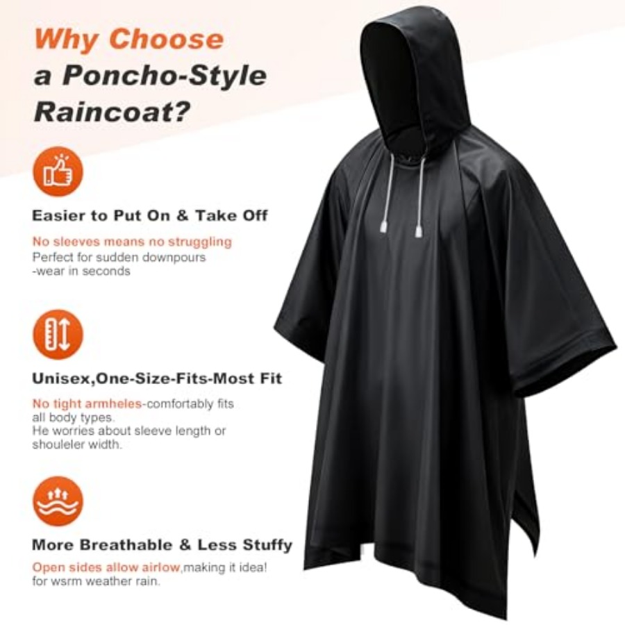 8 Pack Hooded Rain Ponchos for - Emergency Poncho Rain recension och pris