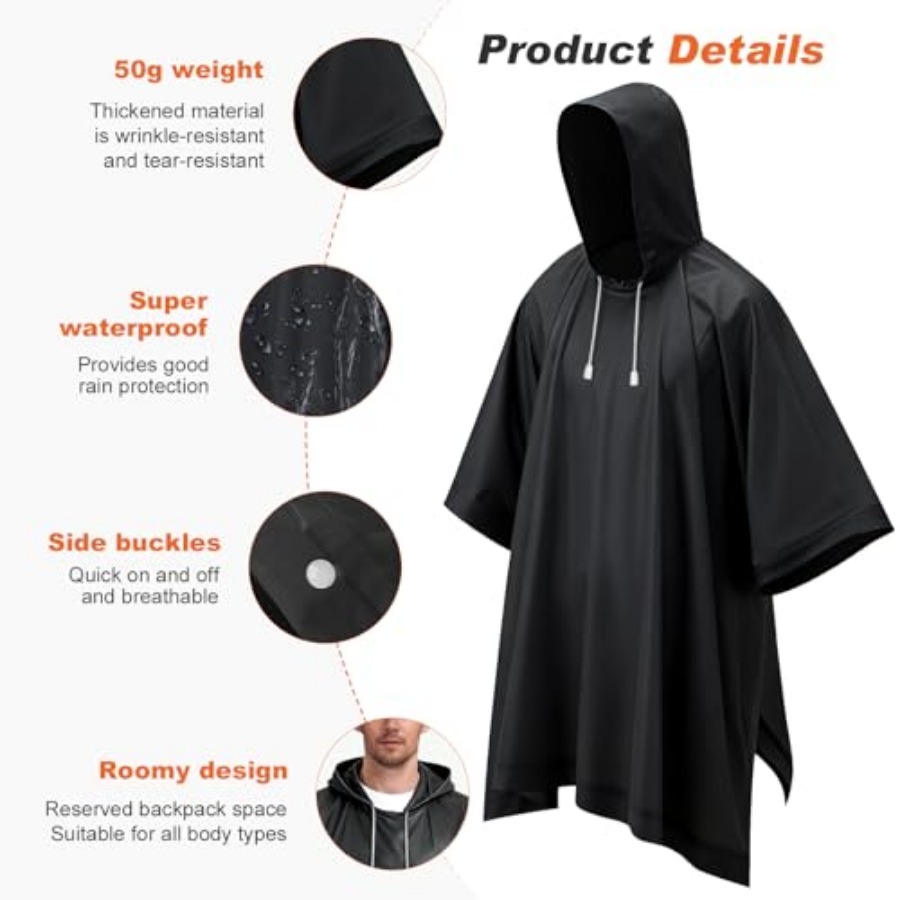 8 Pack Hooded Rain Ponchos for - Emergency Poncho Rain recension och pris