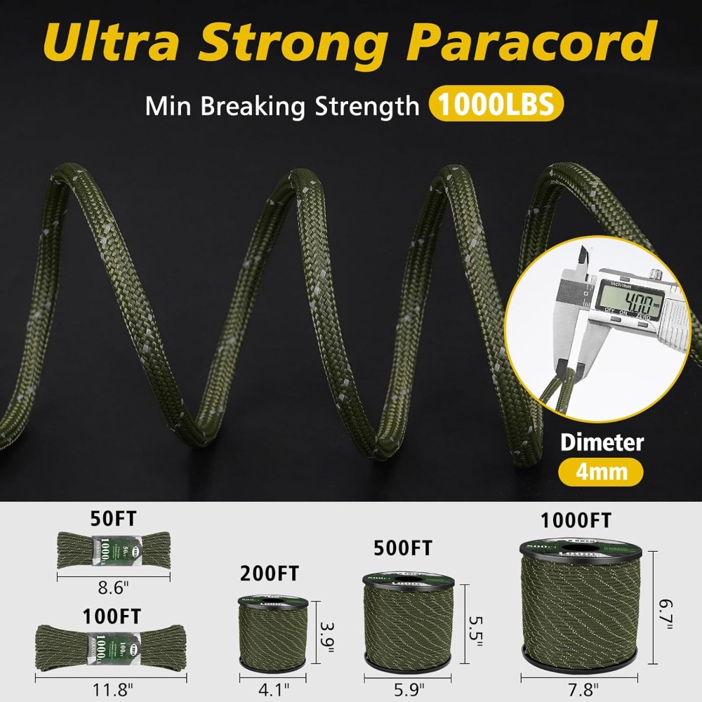 Reflective Paracord 1000lb, 50 - Para Cord 1000Ft recension och pris
