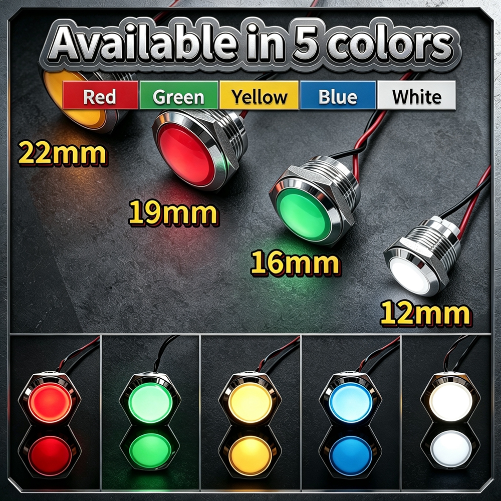 12mm 16mm 19mm 22mm Metal LED  - Signal Panel Orange recension och pris