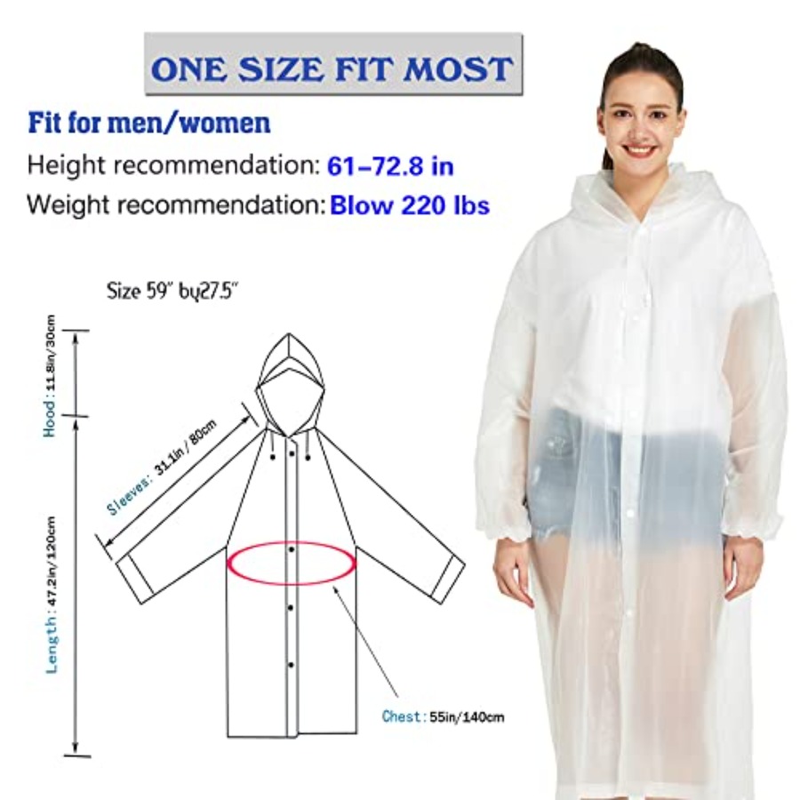 2 Pack Waterproof Rain Ponchos - Emergency Poncho Rain recension och pris