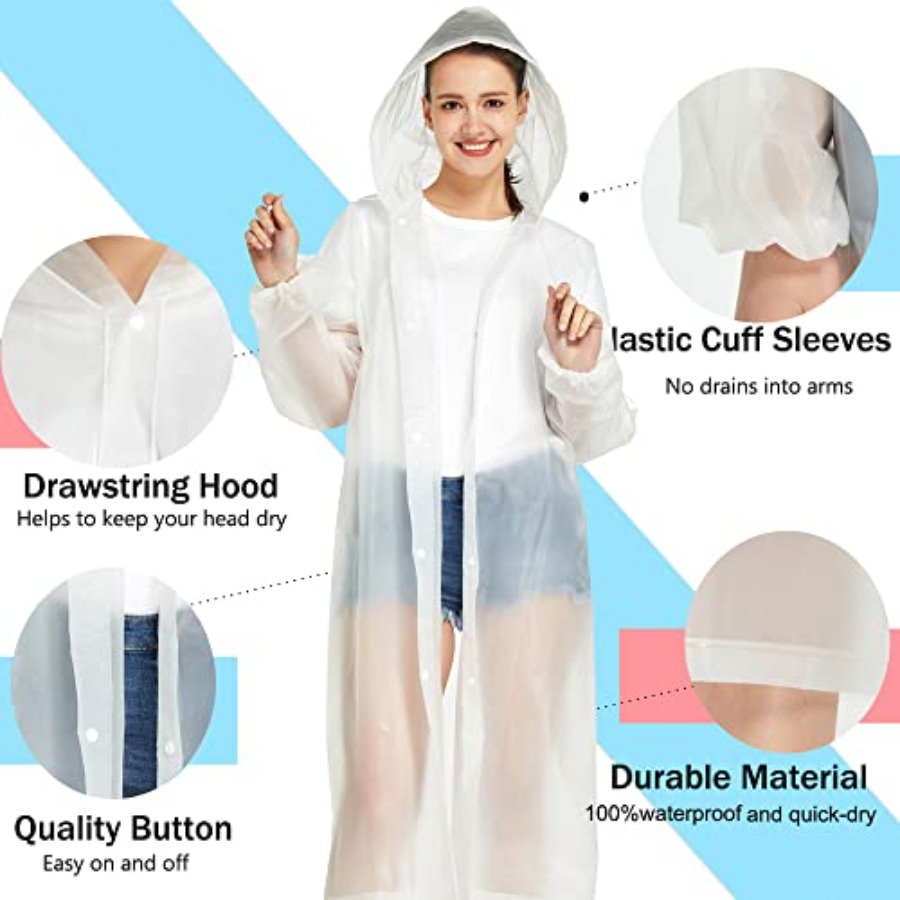 2 Pack Waterproof Rain Ponchos - Emergency Poncho Rain recension och pris