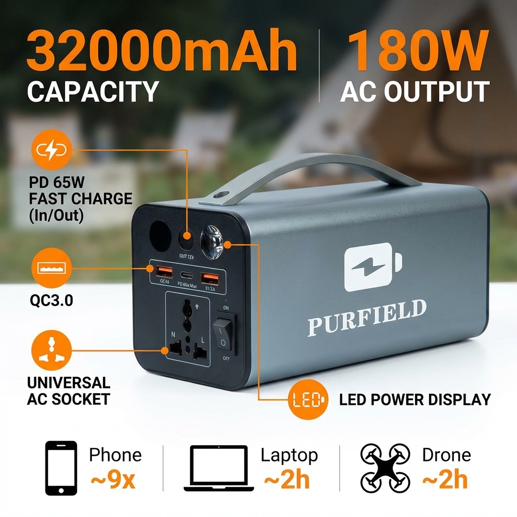 180W Outdoor Power Station 320 - Solar Emergency Charger recension och pris