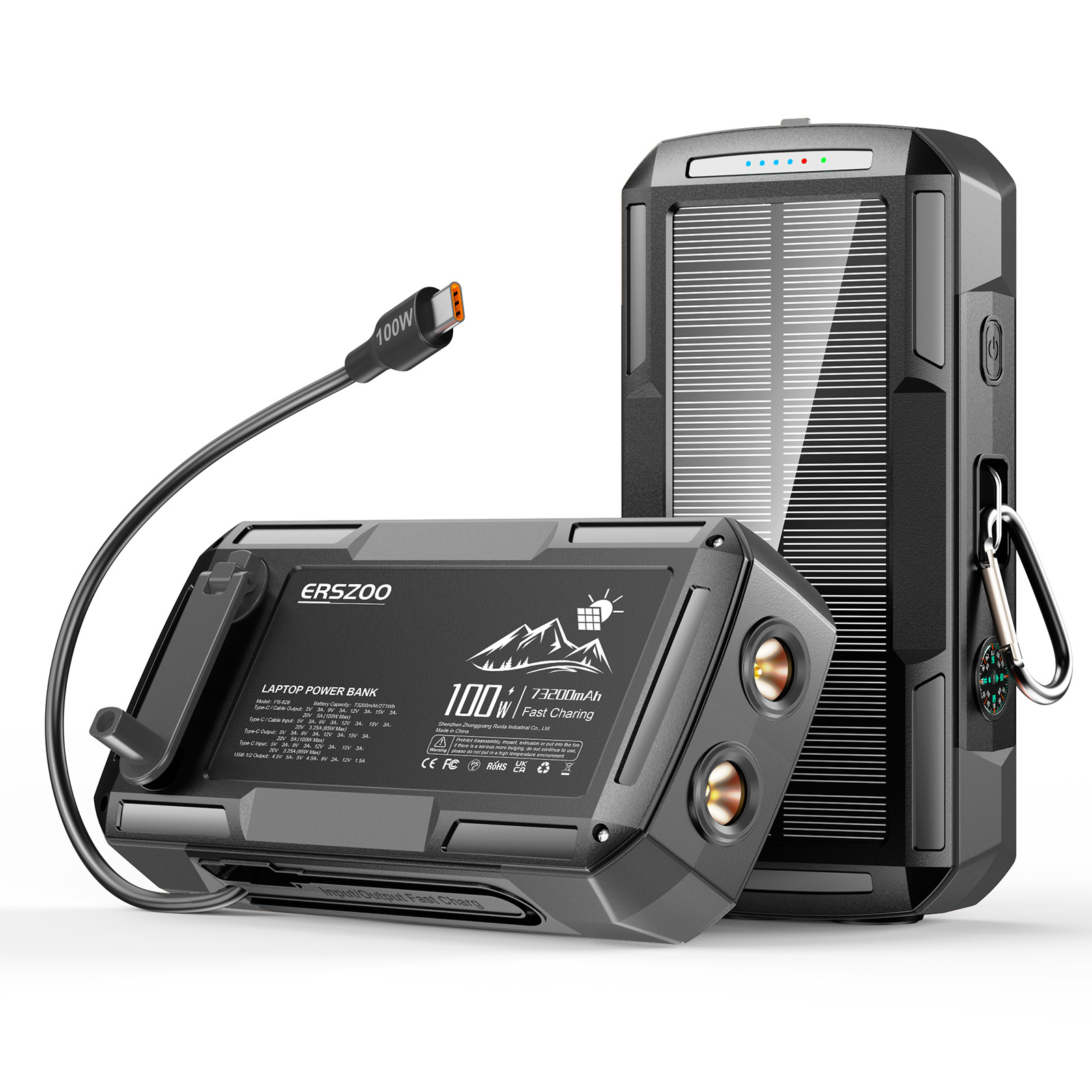 Solar Power Bank 73200mAh Hand - Solar Emergency Charger recension och pris