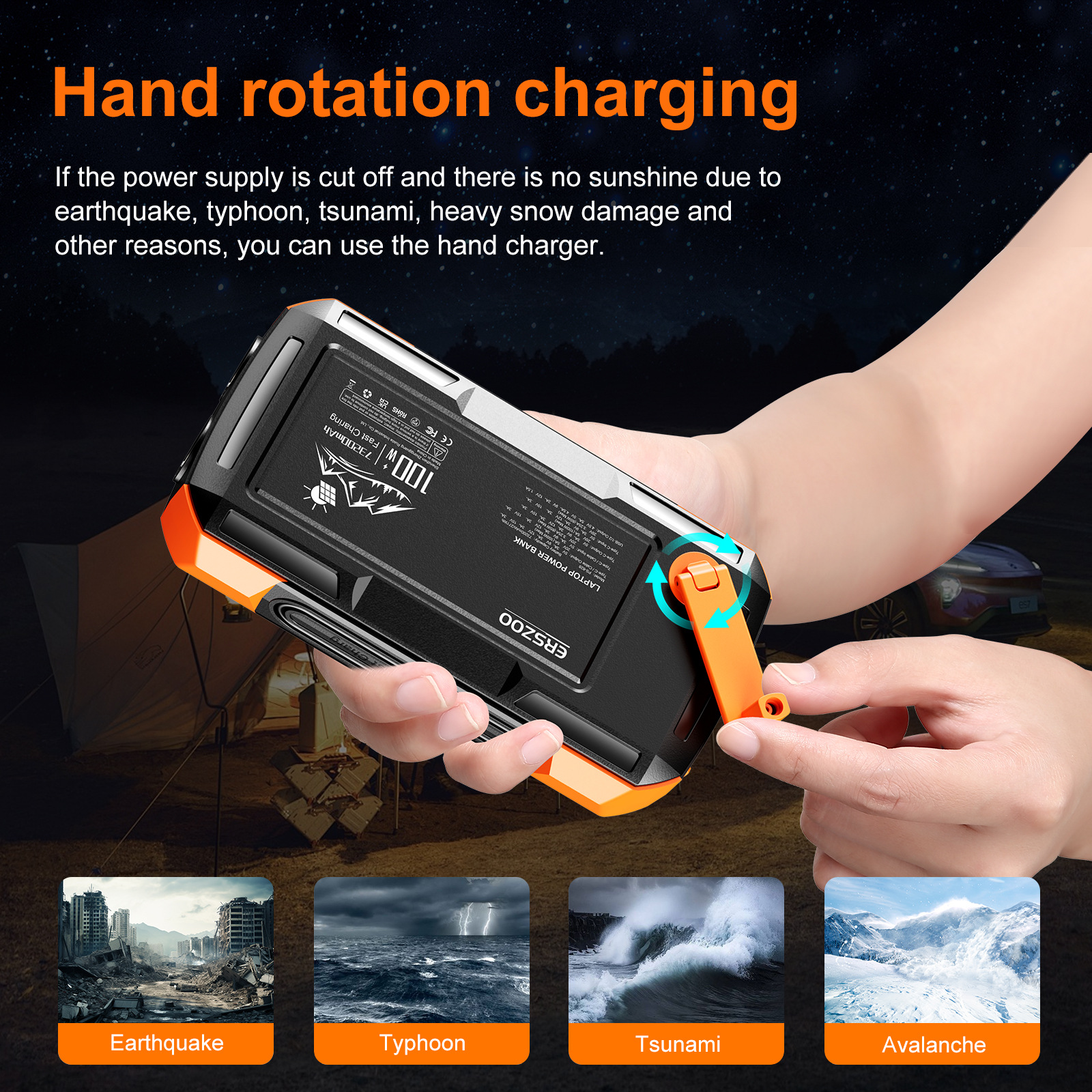 Solar Power Bank 73200mAh Hand - Solar Emergency Charger recension och pris