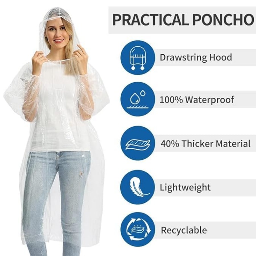 5/10/20 Pack Rain Ponchos, Dis - Emergency Poncho Rain recension och pris