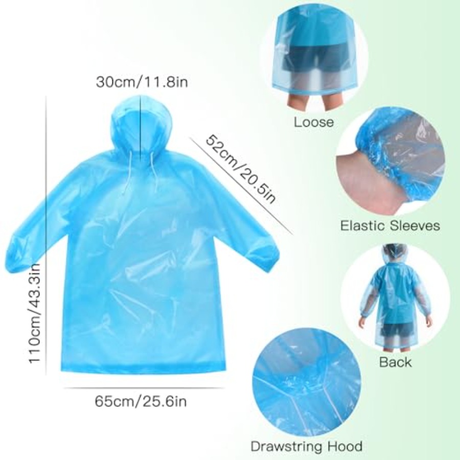 GAOHUI 4/6 Pack Disposable Rai - Emergency Poncho Rain recension och pris