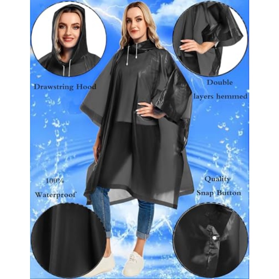 2 Pack Rain Ponchos for Adults - Emergency Poncho Rain recension och pris