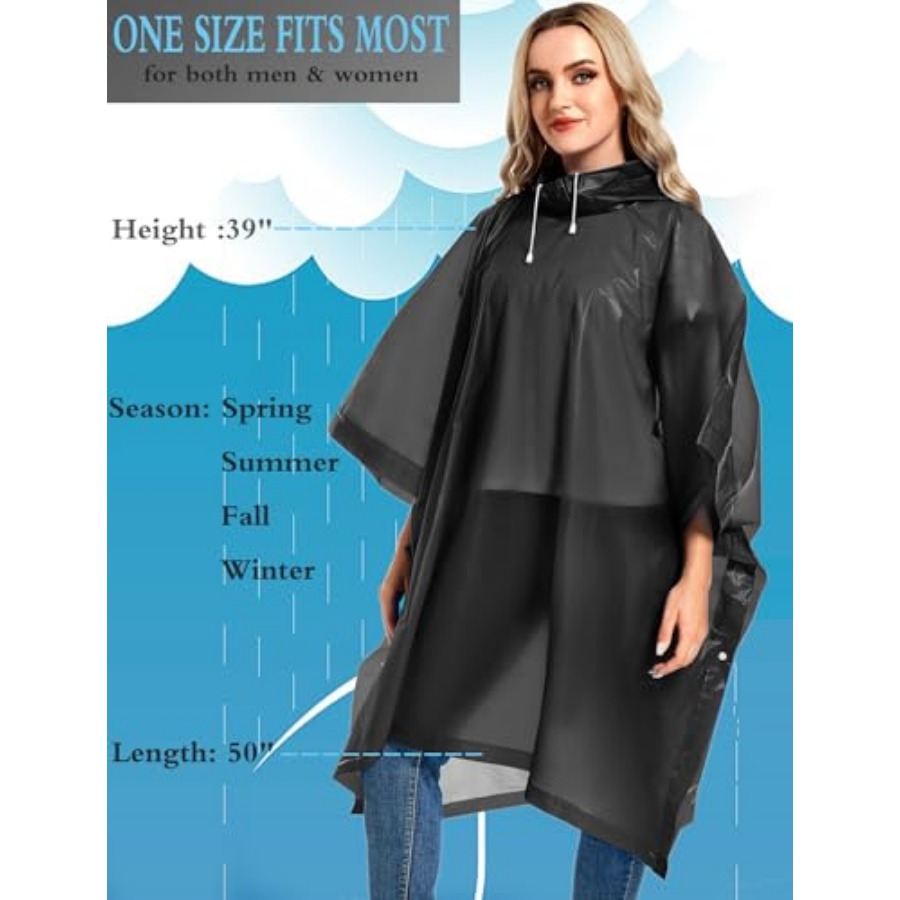 2 Pack Rain Ponchos for Adults - Emergency Poncho Rain recension och pris