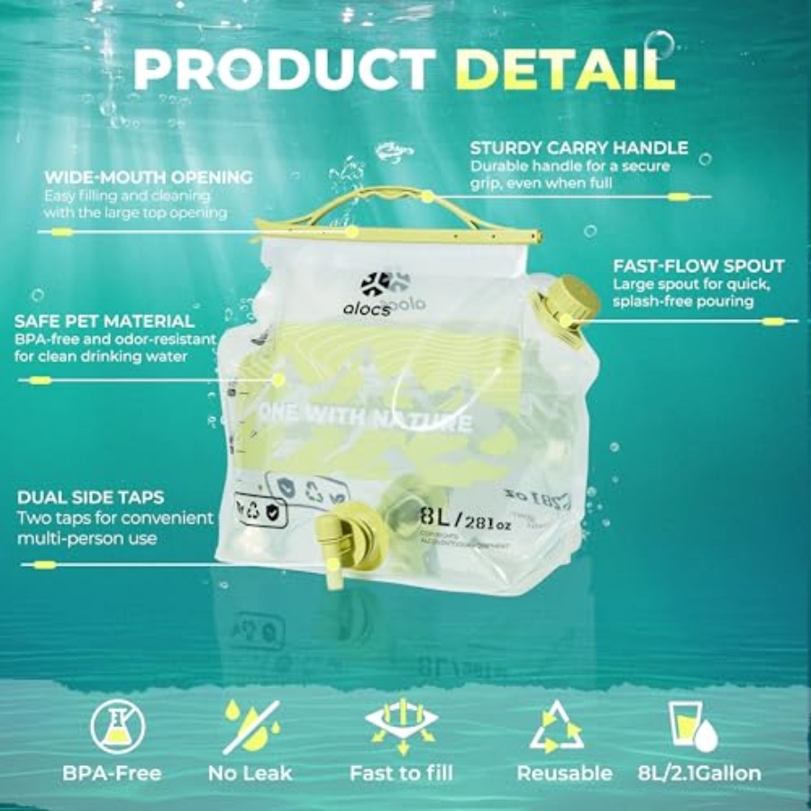 2 Pack 2.1 Gallon Collapsible  - Water Bag Collapsible recension och pris