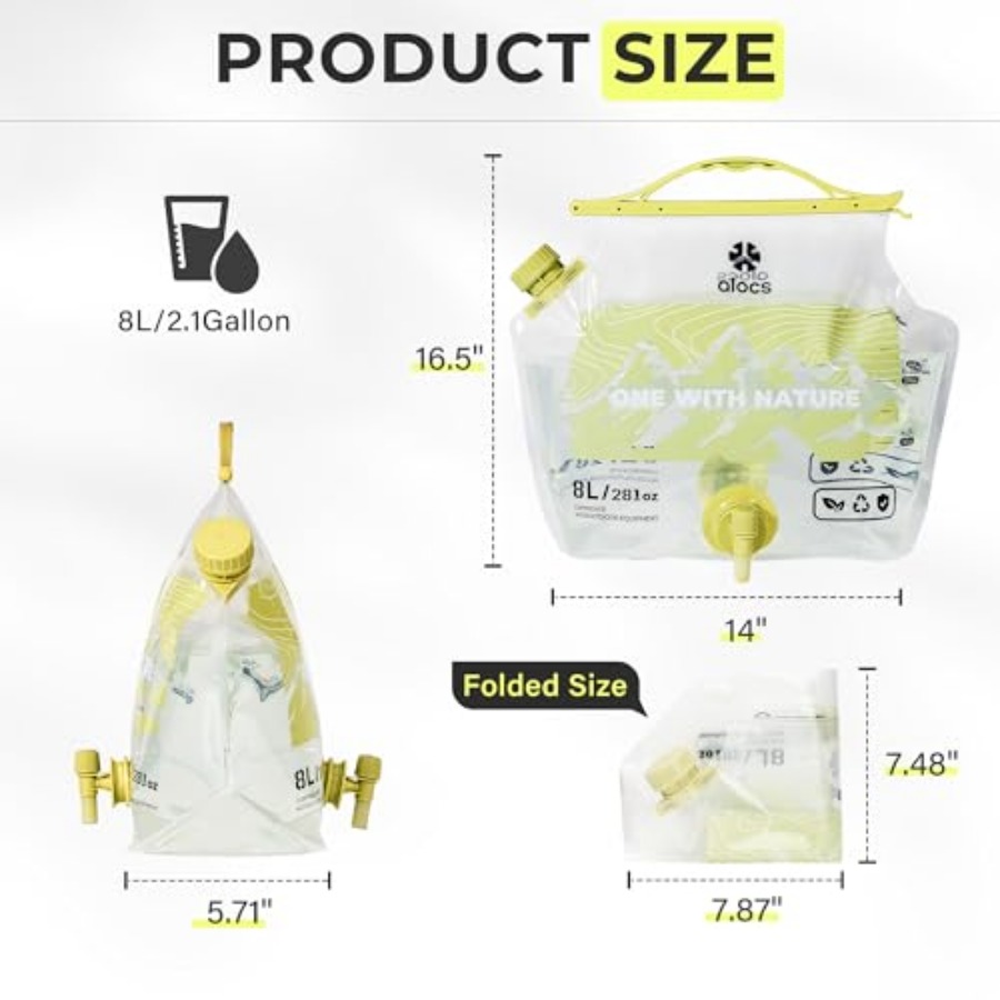 2 Pack 2.1 Gallon Collapsible  - Water Bag Collapsible recension och pris