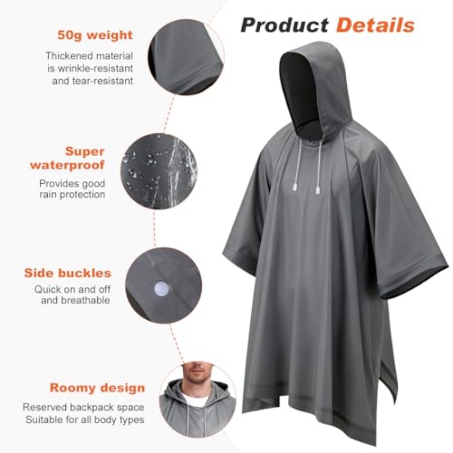 8 Pack Hooded Rain Ponchos for - Emergency Poncho Rain recension och pris