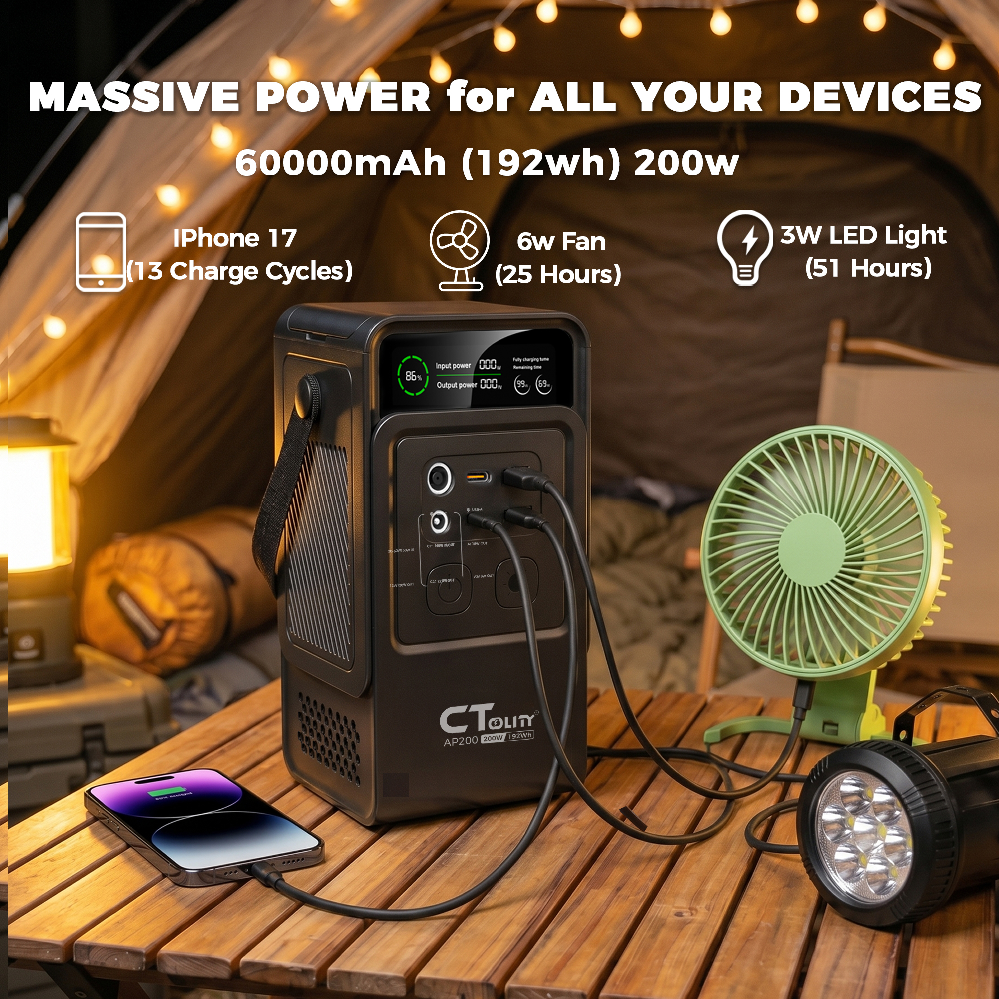 CTOLITY AP200 AP1000 Black sty - Solar Emergency Charger recension och pris