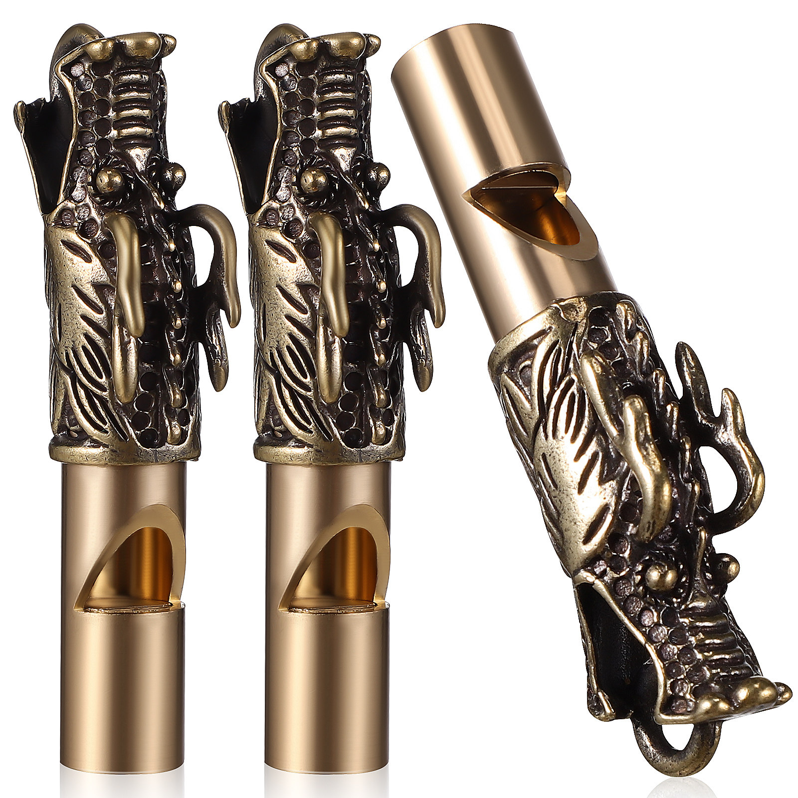 3Pcs Dragon Whistles Brass Ret - Emergency Whistle Loud recension och pris