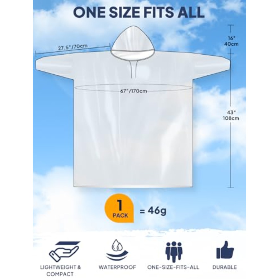 ANYOO Disposable Rain Poncho f - Emergency Poncho Rain recension och pris