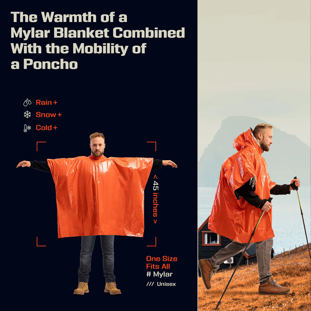 Emergency Rain Poncho with Hoo - Emergency Mylar Tent recension och pris