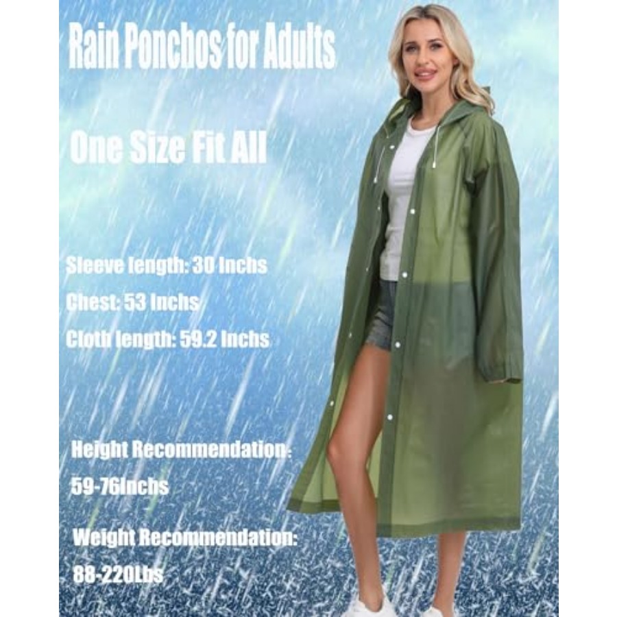 2-Pack Reusable Rain Ponchos f - Emergency Poncho Rain recension och pris